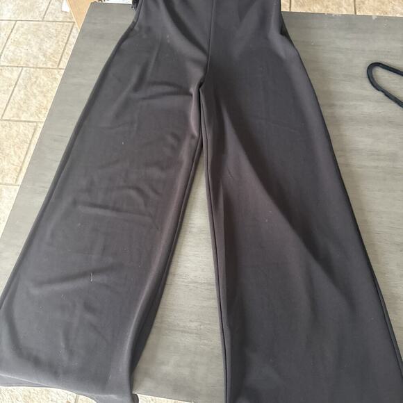 Black Cross Cross Spaghetti Strap Wide Leg Women's Jumpsuit Size S Y2K Club - Picture 5 of 11